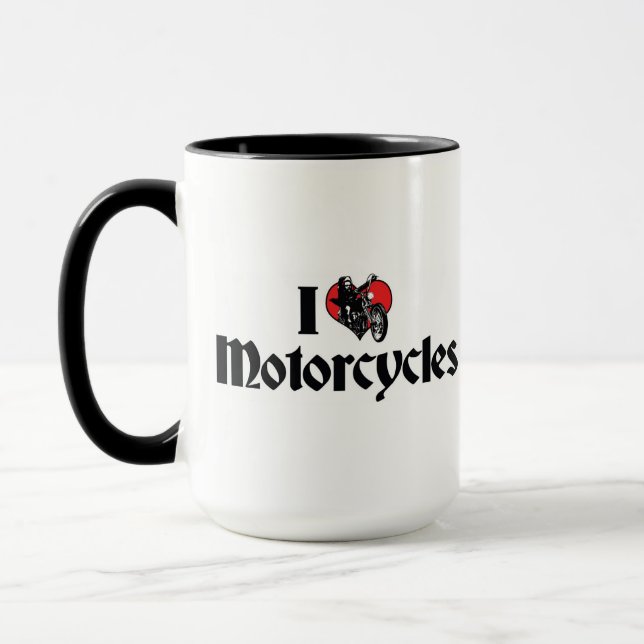 Jag älskar Heart Motorcyklar Mugg (Vänster)