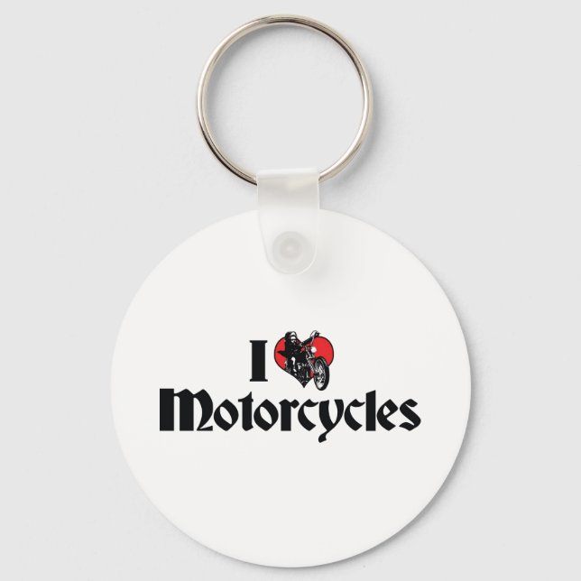 Jag älskar Heart Motorcyklar Nyckelring (Framsida)