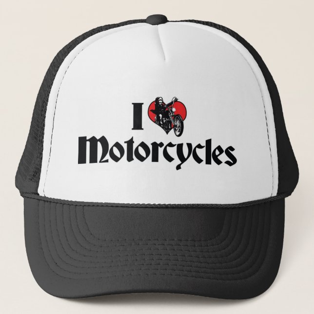 Jag älskar Heart Motorcyklar Truckerkeps (Framsida)