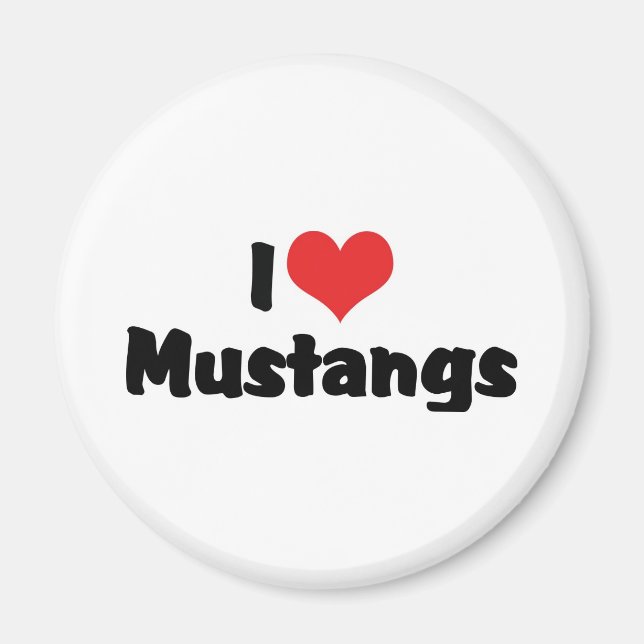 Jag älskar Heart Mustangs - Hästälskare Magnet (Framsidan)