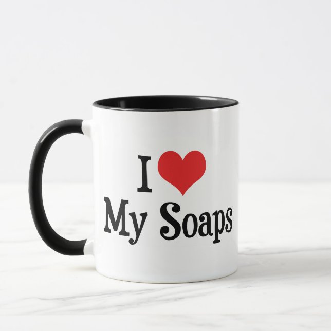 Jag älskar Heart My Soaps - Såpopporna älskare Mugg (Vänster)
