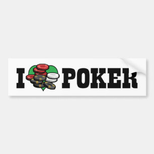 Jag älskar Heart Poker - Texas Holdem-älskare Bildekal
