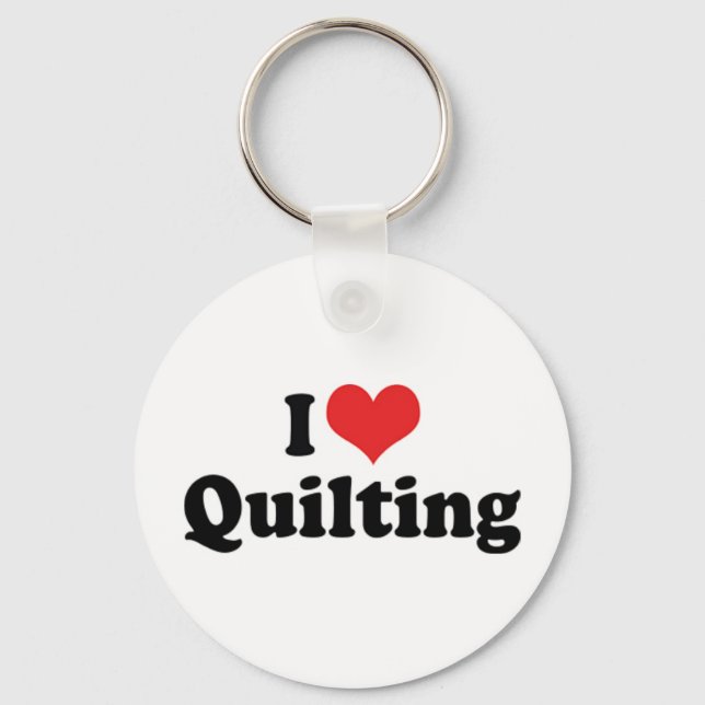 Jag älskar Heart Quilting - Sy Quilter Nyckelring (Framsida)