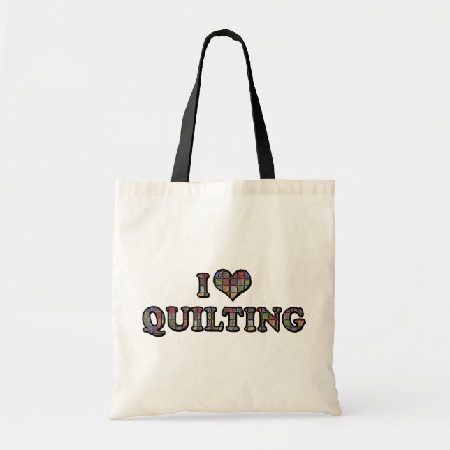 Jag älskar Heart Quilting - Sy Quilter Tygkasse (Framsidan)