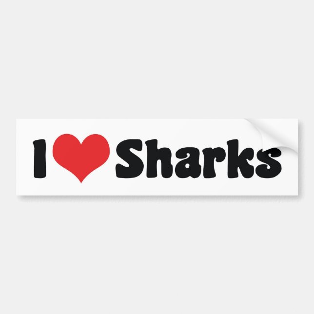 Jag älskar Heart Sharks - Hajälskare Bildekal (Framsidan)