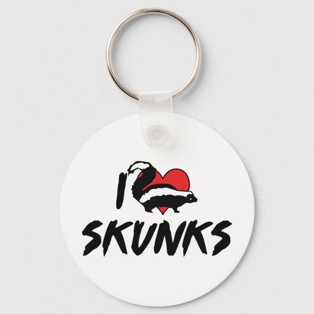 Jag älskar Heart Skunks Nyckelring (Framsida)