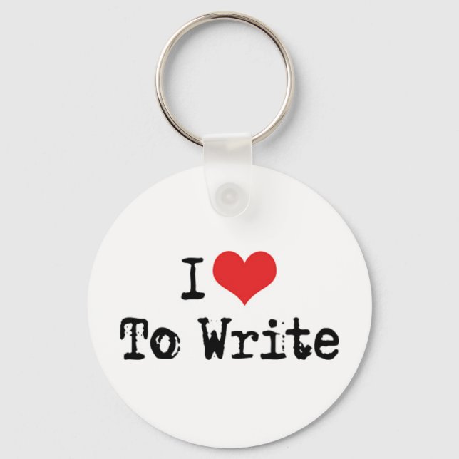 Jag älskar Heart To Write Nyckelring (Framsida)