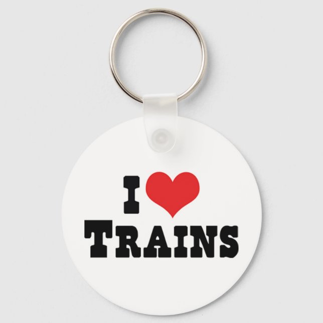 Jag älskar Heart Trains - Modelljärnvägsentusiast Nyckelring (Framsida)