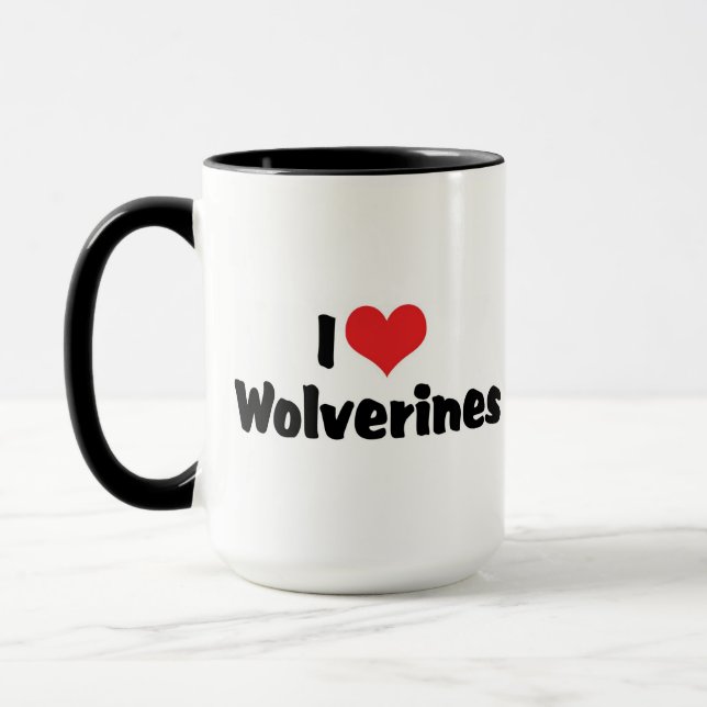 Jag älskar Heart Wolverines Mugg (Vänster)