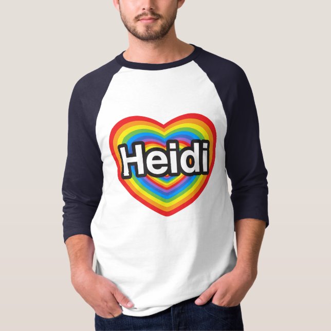 Jag älskar Heidi. Jag älskar dig Heidi. Hjärta Tee Shirt (Framsida)