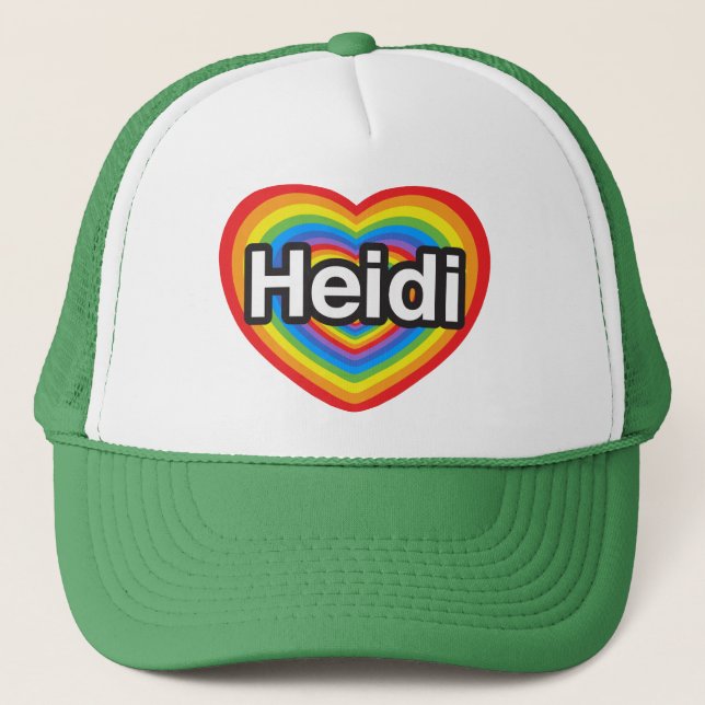 Jag älskar Heidi. Jag älskar dig Heidi. Hjärta Truckerkeps (Framsida)