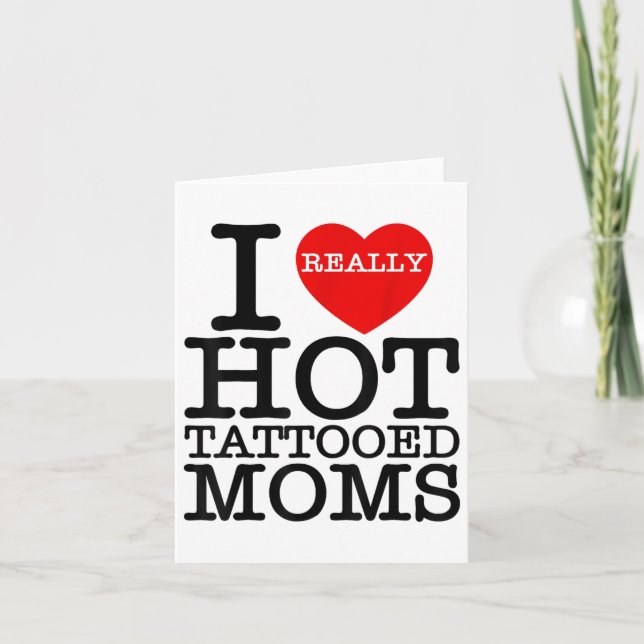 Jag älskar heta tatueringar Mors röda hjärta rolig Kort (Framsida)