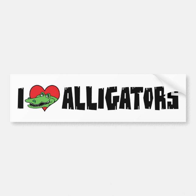 Jag älskar hjärta alligatorer bildekal (Framsidan)