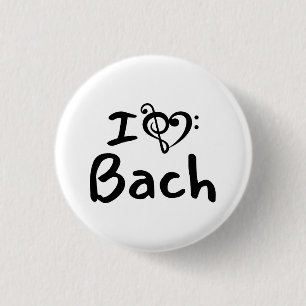 Jag älskar hjärta Bach Klassisk Musik Svart Text Knapp