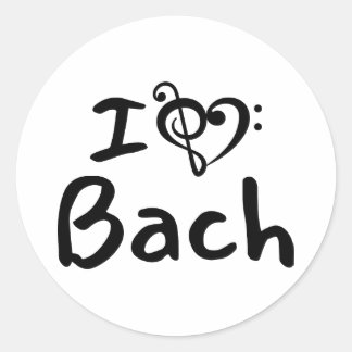 Jag älskar hjärta Bach Klassisk Musik Svart Text Runt Klistermärke