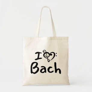 Jag älskar hjärta Bach Klassisk Musik Svart Text Tygkasse