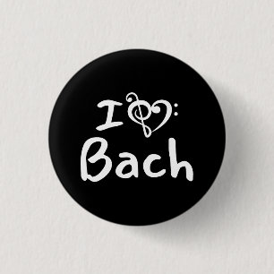 Jag älskar hjärta Bach Klassisk Musik Vit Text Knapp