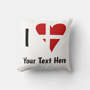 Jag älskar (Hjärta Danska flaggan) Personlig text Kudde