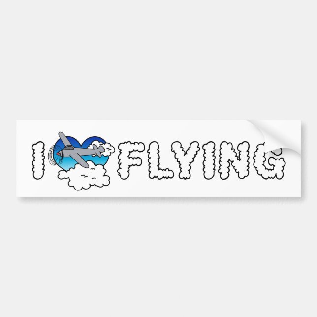 Jag älskar hjärta flygande - Flygplansälskare Bildekal (Framsidan)