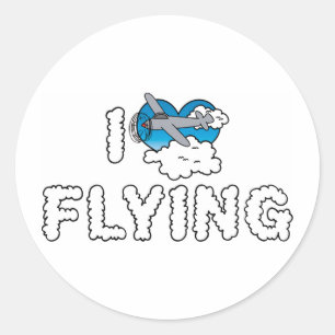 Jag älskar hjärta flygande - Flygplansälskare Runt Klistermärke