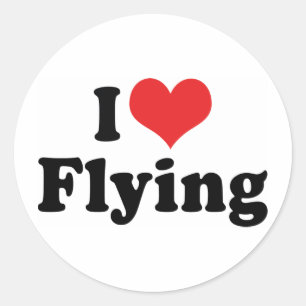 Jag älskar hjärta flygande - Flygplansälskare Runt Klistermärke