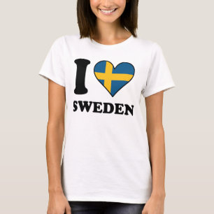 Jag älskar hjärta för sverigesvenskflagga t shirt