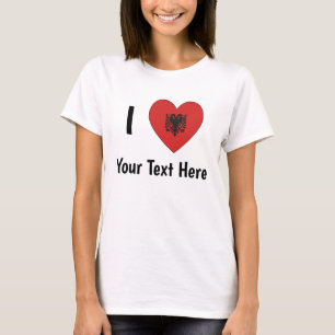 JAG ÄLSKAR (Hjärta formad albansk flagga) Personli T Shirt