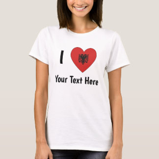 JAG ÄLSKAR (Hjärta formad albansk flagga) Personli T Shirt