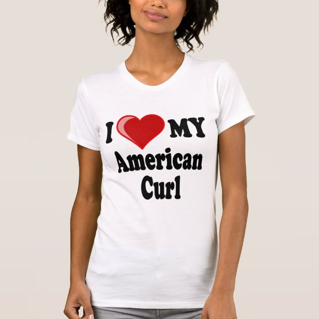 Jag älskar (hjärta) min amerikankrullningskatt tee (Framsida)