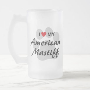 Jag älskar (hjärta) min amerikanMastiff Frostat Ölglas