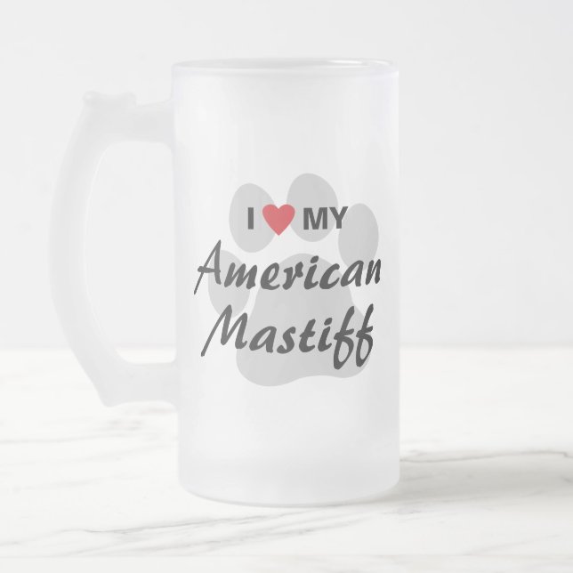 Jag älskar (hjärta) min amerikanMastiff Frostat Ölglas (Vänster)