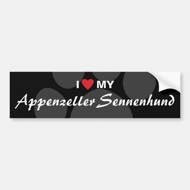 Jag älskar (hjärta) min Appenzeller Sennenhund Bildekal (Framsidan)
