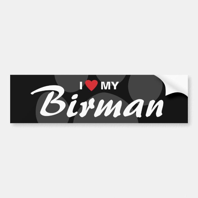Jag älskar (hjärta) min Birman Bildekal (Framsidan)