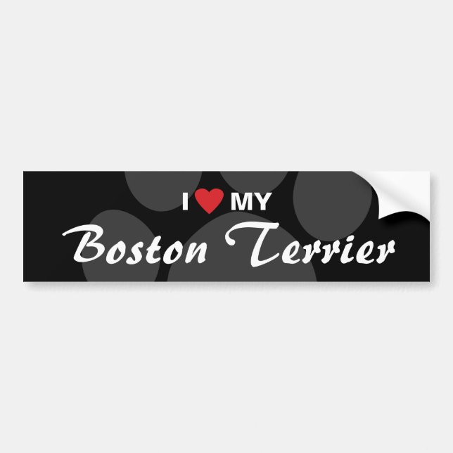 Jag älskar (hjärta) min Boston Terrieravel Bildekal (Framsidan)