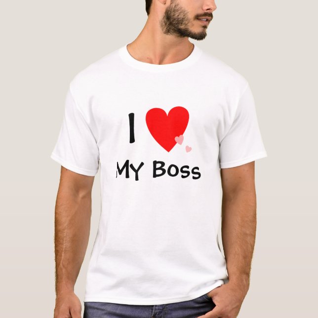 Jag älskar (hjärta) min chef t-shirt (Framsida)