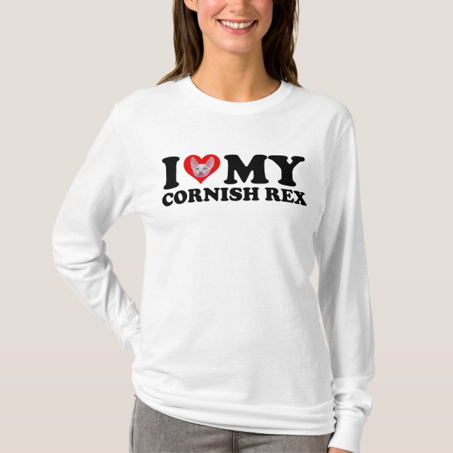 Jag älskar (Hjärta) min Cornish Rex T Shirt (Framsida)