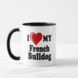 Jag älskar (hjärta) min franska bulldogghund mugg