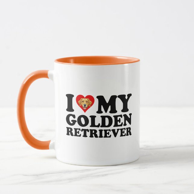 Jag älskar (Hjärta) min Golden Retriever Mugg (Vänster)