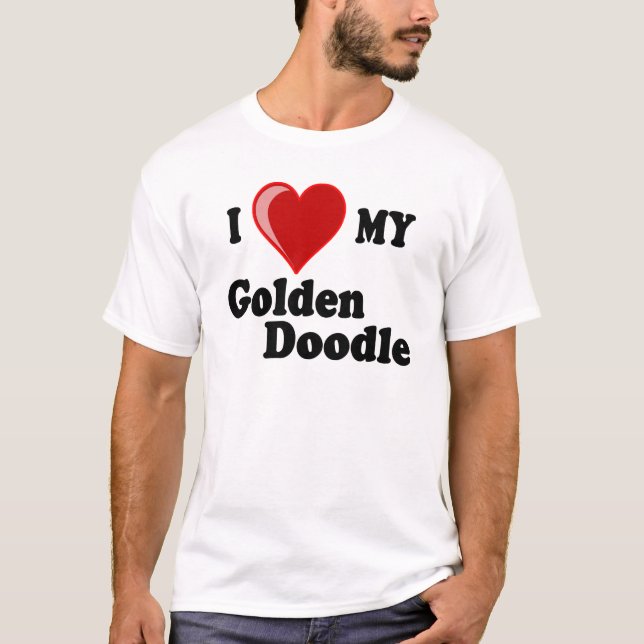 Jag älskar (hjärta) min guld- klotterhund t shirt (Framsida)