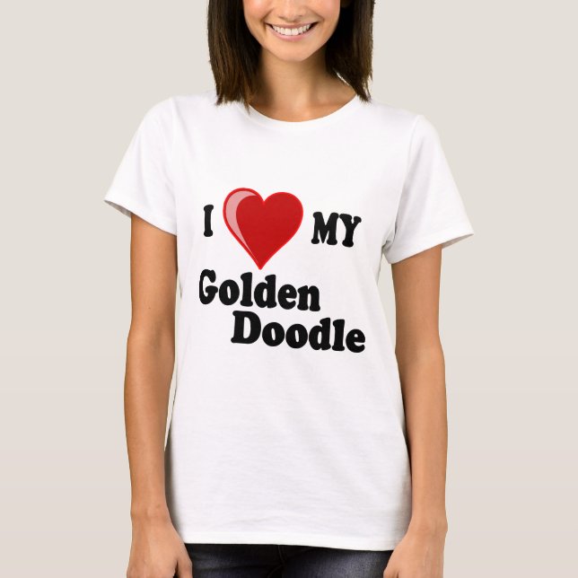Jag älskar (hjärta) min guld- klotterhund t-shirt (Framsida)