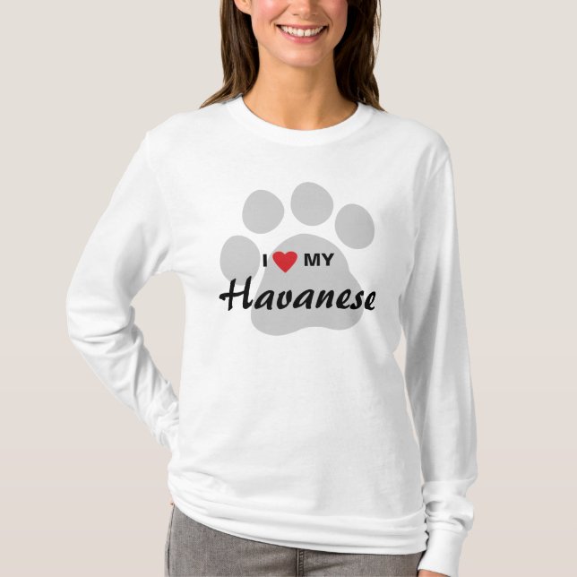 Jag älskar (hjärta) min Havanese hund T-shirt (Framsida)