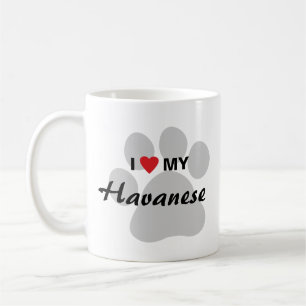 Jag älskar (hjärta) min Havanese Pawprint Kaffemugg