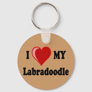 Jag älskar (hjärta) min Labradoodle hund Nyckelring