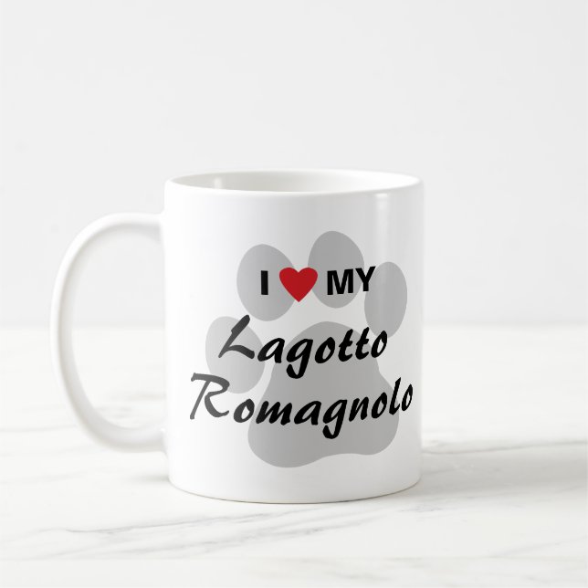 Jag älskar (hjärta) min Lagotto Romagnolo Kaffemugg (Vänster)