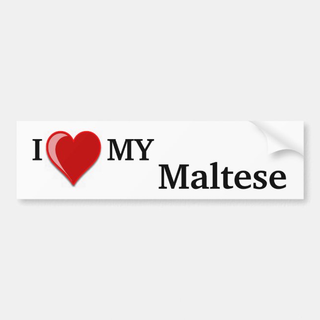 Jag älskar (Hjärta) min malteser Bildekal (Framsidan)