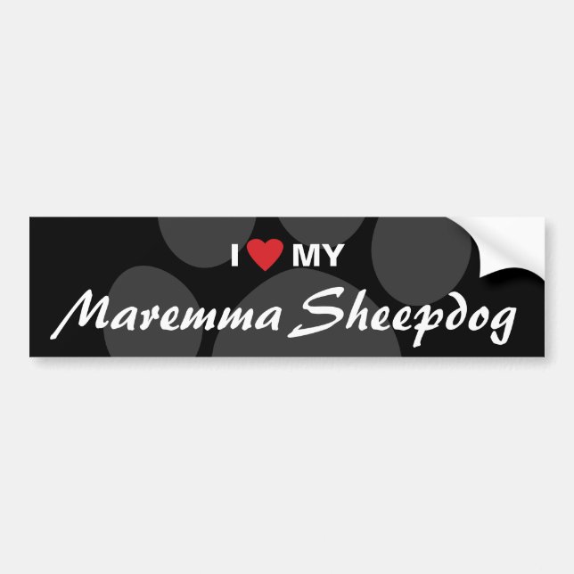 Jag älskar (hjärta) min Maremma Sheepdog Bildekal (Framsidan)