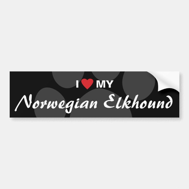 Jag älskar (hjärta) min norska Elkhound Bildekal (Framsidan)