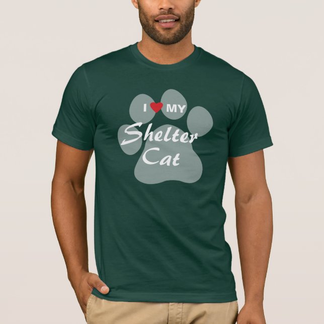 Jag älskar (hjärta) min skyddkatt tee shirt (Framsida)