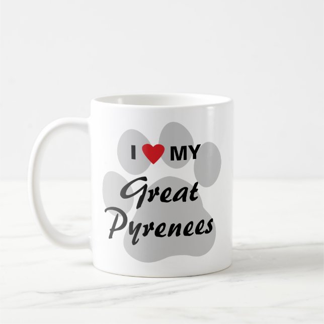 Jag älskar (hjärta) min underbara Pyrenees Kaffemugg (Vänster)