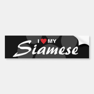 Jag älskar (hjärta) mitt Siamese Bildekal